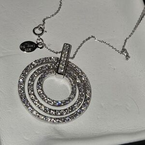Joseph Esposito Elegant Silver Triple Circle Pendant Necklace